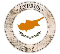 Cyprus Porch Sign National Flag Retro Metal Wall Hanging Sign Cyprus Flag Metal Tin Sign Wall Plaque Country Souvenir Round Door Hanger Quality Metal Sign for Front Porch Outdoor 9x9in