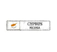 Cyprus Street Custom Signs Outdoor Metal Cyprus Flag Metal Sign Custom Capital Country City Souvenir Metal Tin Sign Rustic Wall Art For Bedroom Living Room Kitchen Indoor & Outdoor Decor 18x4in