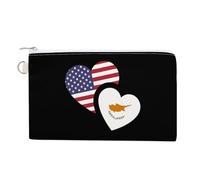 Cyprus U.S. Flag Portable Canvas Coin Purse Fashion Pencil Case Travel Makeup Bag