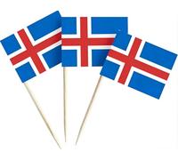 CYPS 100 Pcs Iceland Flag Icelanders Toothpick Flags, Small Mini Stick Cupcake Toppers Iceland Flags,Country Picks Party Decoration Celebration Cocktail Food Bar Cake Flags