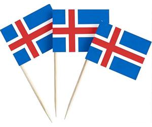 CYPS 100 Pcs Iceland Flag Icelanders Toothpick Flags, Small Mini Stick Cupcake Toppers Iceland Flags,Country Picks Party Decoration Celebration Cocktail Food Bar Cake Flags
