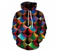 CYQCRONX 3d Printed Geometric Graphic Hoodie For Men Women Personality Casual Loose Plus Size Mens Pullover Sweatshirt Clothes White