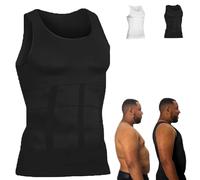 Cyqfei GetShapeSlim - Tank 3.0, Shapeslim Men Compression Tank Top with Bigger & Taller Design for Instant Body Transformation (UK, Alpha, XXL, Regular, Regular, Standard, Black)
