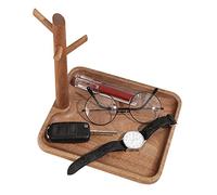 CYQGDKF Key Bowl for Entryway Table, Wooden Valet Tray Organizer, Perfume Tray for Dresser, 3 Tiers Wood Rack for Keys, Rings, Wallet, Jewelry, Phone and More,Large