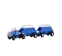 CYQOCD Collectible Race Car Model 1/64 For IHC Fleetstar 2000-D + Bottom Dump Trailer Metal Trailer Model Blue Engineering Vehicle Bedroom Decoration