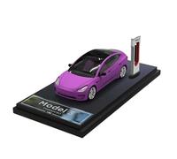 CYQOCD Collectible Race Car Model 1/64 For Tesla Model 3 Alloy Diecast Model Collection Toy Car Metal Toys Vehicle For Adults Bedroom Decoration(Purple B)