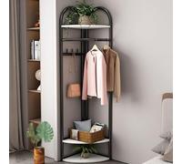 CYQQRDZSW Corner Coat Rack, Freestanding Coat Stand with Three-layer Storage Rack, Suitable for Corridor Entrance Laundry(Black)