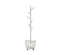 CYQQRDZSW Moveable Coat Rack Freestanding, Coat Stand with Basket Modern, Standing Coat Hanger Organizer for Scarf Jacket Hat Bags(White,A)