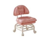CYQQRDZSW Rolling Chair, Stool, Cushioned Backrest, Three Tiered Iron Frame, PU Leather, 360° Rotating Silent Wheels, Suitable for Dressing Rooms(Pink)