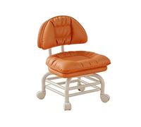 CYQQRDZSW Rolling Chair, Stool, Cushioned Backrest, Three Tiered Iron Frame, PU Leather, 360° Rotating Silent Wheels, Suitable for Dressing Rooms(Orange)