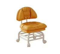 CYQQRDZSW Rolling Chair, Stool, Cushioned Backrest, Three Tiered Iron Frame, PU Leather, 360° Rotating Silent Wheels, Suitable for Dressing Rooms(Yellow)
