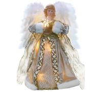 Cyraft Moving Angel Tree Topper with Lights, 30cm Gold, Separately Controlled Flapping Wings and Bright LEDs, 6 On / 18 Off Hours Cycle