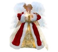 Cyraft Moving Angel Tree Topper with Lights, 30cm Red, Separately Controlled Flapping Wings and Bright LEDs, 6 On / 18 Off Hours Cycle