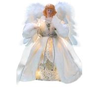 Cyraft Moving Angel Tree Topper with Lights, 30cm White and Silver, Separately Controlled Flapping Wings and Bright LEDs, 6 On / 18 Off Hours Cycle