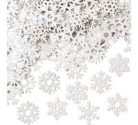Cyrank 100PCS Wood Snowflake Ornaments, 3.5cm Snowflakes for Crafts Christmas Cutouts Buttons Tags Hanging Painting DIY Crafts Projects for Home Tree Garland Christmas Decoration (White)