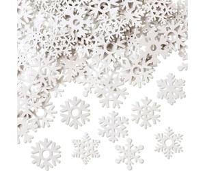 Cyrank 100PCS Wood Snowflake Ornaments, 3.5cm Snowflakes for Crafts Christmas Cutouts Buttons Tags Hanging Painting DIY Crafts Projects for Home Tree Garland Christmas Decoration (White)