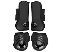 Cyrank 2 Pair Horse Tendon Boots Open Front/Fetlock Boot for Horse Protective Boots Elastic Horse Boot Thicken PU Front Hind Boots Legs Protector for Training Jumping(M)