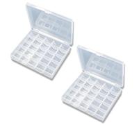 Cyrank 2PCS Sewing Machine Bobbins Box, Plastic Empty Bobbin Storage Case 25 Slots Transparent Sewing Craft Storage Empty Organizer