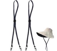 Cyrank 2Pcs Windproof Hat Strap, Windproof Rope for Hat Flexible Adjustable Hat Strap Removable Chin Cord Anti Lost Strap with Clips Hat Chin Cord(navy blue)