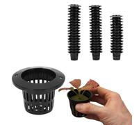 Cyrank 50 Packs Net Cup Pots, Hydroponics Net Pot Garden Slotted Mesh Planting Mesh Pots/Baskets Small Hydroponic with Thin Lip and Slotted Sides (Black), H: 3.7 cm