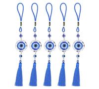 Cyrank 5PCS Blue Evil Eye Hanging Ornament, Turkish Blue Evil Eye Amulet Turkish Style Evil Eye Car Hanging Ornament with Tassels Decorative Feng Shui Pendant Ornament for Home Car(#1)