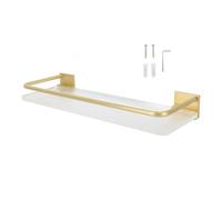 Cyrank Acrylic Floating Shelves Wall Mounted Hanging Shelves, 30cm Acrylic Shelves for Bathroom Aesthetic Bathroom Decor, Small Bathroom Shelf Above Toilet Shelves for Bathroom, Kitchen(gold)