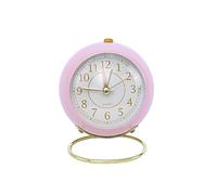 Cyrank Analog Alarm Clocks, Bedside Alarm Clock, No Ticking Battery Powered Desk Clock Small Silent Alarm Clock for Bedroom Desk(Pink)