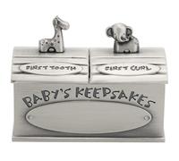 cyrank Baby First Tooth Fairy and Curl Keepsake Box, Cute Kids Metallic Fairy Teeth Box Treasure Chest Box for Christmas Kids Shower Birthday Gift(Sliver)