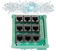 Cyrank Breakout Board RJ45 8P8C Jack 9 Way USB C Rail Mount Ethernet Connector Distribution Breakout Board Distribution Vertical Jack Terminal Block Connector Vertical Jack Terminal Block Connector