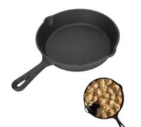 Cyrank Cast Iron Skillet Frying Pan, Cast Iron Pan Oven Round Skillet Non Stick Grill Pan with Drip Spouts for Camping Indoor Outdoor(10cm)