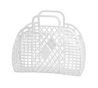Cyrank Collapsible Shower Caddy Storage Basket with Carry Handles, Plastic Portable Hollow Shopping Storage Basket Laundry Baskets Waterproof Reusable Grocery Bags(White)