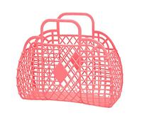 Cyrank Collapsible Shower Caddy Storage Basket with Carry Handles, Plastic Portable Hollow Shopping Storage Basket Laundry Baskets Waterproof Reusable Grocery Bags(Red)