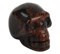 Cyrank Crystal Skull, Mini Skull Statue Reiki Healing Stone Statue Mahogany Obsidian Carved Crystal Skull, 2inch