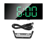 Cyrank Digital Clock Large Display,LED Digital Alarm Clock,Mirror Luminous Function Intelligent Electronic Curved Clock for Home Bedroom