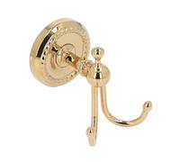 Cyrank Double Coat Hook, Gold Towel Hooks Double Clothes Hooks Robe Clothes Hook for Bathroom Modern Towel Hooks Double Wall Hooks Bathroom Robe Hooks Vintage Style Wall Mounted Coat Hook