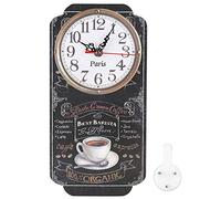 Cyrank European Vintage Rectangular Wall Clock, Retro Decorative Coffee Wall Clock Battery Operated Silent Hanging Clock for Coffee Bar Decoration