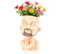 Cyrank Face Planter Pot Head Planter, Men Face Flower Pot Cute Head Planter Pot Resin Flower Pot, Succulent Pot Head Planter Plant Pots with Drainage Holes for Indoor Outdoor Plants(#2)