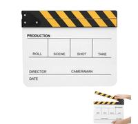 Cyrank Film Clapperboard, Acrylic Plastic Clapper Board for Film, Directors Film Clapper Board Film Slate Movie Directors Clapboard Film Cut Action for Photography (Yellow Striped), 30x25cm