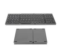 Cyrank Foldable Bluetooth Keyboard with NumberPad, Triple Fold Multiple Device Wireless Keyboard Ultra Slim Portable Folding Travel Keyboard for Laptop Tablet Phone(02)