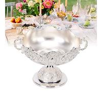 Cyrank Footed Fruit Bowl, Silver Fruits Bowl for Kitchen Counter Fruit Trays for Serving for Party Decorative Plate for Temples Sacrifices Home Decoration