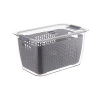 Cyrank Fresh Food Storage, Saver Fresh Keeper Vegetable Fruit Storage Containers for Fridge with Drain Tray Fridge Food Container for Veggies Salad,Not suitable for dishwashers(Grey#4.5L)