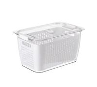Cyrank Fridge Food Storage Container, Lettuce Keeper for Fridge, Produce Saver Container with Drain Tray Fresh Food Keeper Vegetable Fruit Storage Containers Not suitable for dishwashers(White#4.5L)