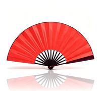 Cyrank Handheld Folding Fans, Chinese and Japanese Silk Hand Held Fans Red Folding Fan Large Folding Fan Vintage Silk Fan Folding Hand Fans for Women Dance Decoration