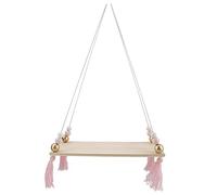 Cyrank Hanging Shelves, Wooden Hanging Shelves for Wall Macrame Wall Hanging Shelf Triangular Floating Shelves Wood for Bedroom Living Room(Pink)