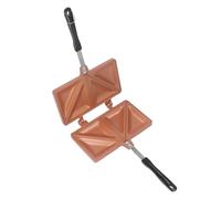 Cyrank Hot Sandwich Maker,Double-Sided Sandwich Baking Pan Aluminum Alloy Hot Dog Toaster Double Sided Frying Pan Sandwich Baking Pan for Toast, Omelets(gold)