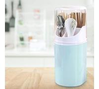Cyrank Kitchen Cutlery Holder, Cutlery Drainer Utensil Holder Caddy Reusable Plastic Utensil Holder Storage Organizer for Flatware, Forks, Knives, Spoons and Brushes 10 * 10 * 27cm (Blue)
