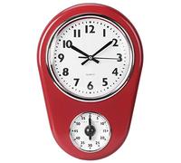 Cyrank Kitchen Wall Clock, Vintage Wall Clocks Kitchen Clock Kitchen Timer for Home Living Room Red