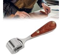 Cyrank Leather Press Edge Roller, Wooden Handle Leather Glue Laminating Roller Stainless Steel Leathercraft Rolling Craft Roller Tool Practical Platen Tool