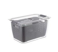 Cyrank Lettuce Keeper for Fridge, Produce Saver Container with Drain Tray Fresh Food Keeper Vegetable Fruit Storage Containers for Veggies Salad, Not suitable for dishwashers(Grey#1.7L)