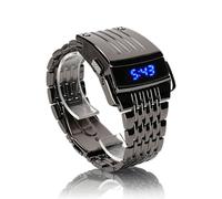 Cyrank Men's Digital Watch, LED Digital Watch Retro Minimalist Alloy with LED Digital Display Men Watch Digital Watches Digital Wristwatch Retro Watches Simple Digital Watch for Daily Business(Black)